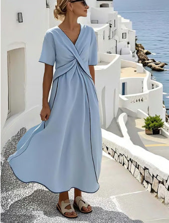 Thalia™ | Elegante Maxi Wikkeljurk met Strepen