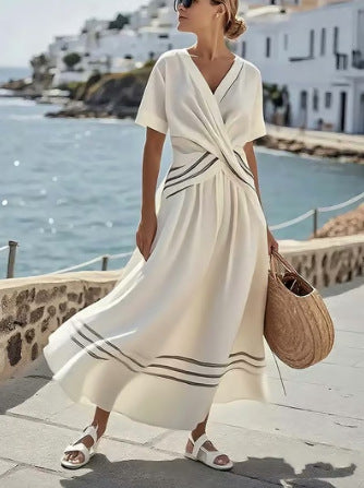 Thalia™ | Elegante Maxi Wikkeljurk met Strepen