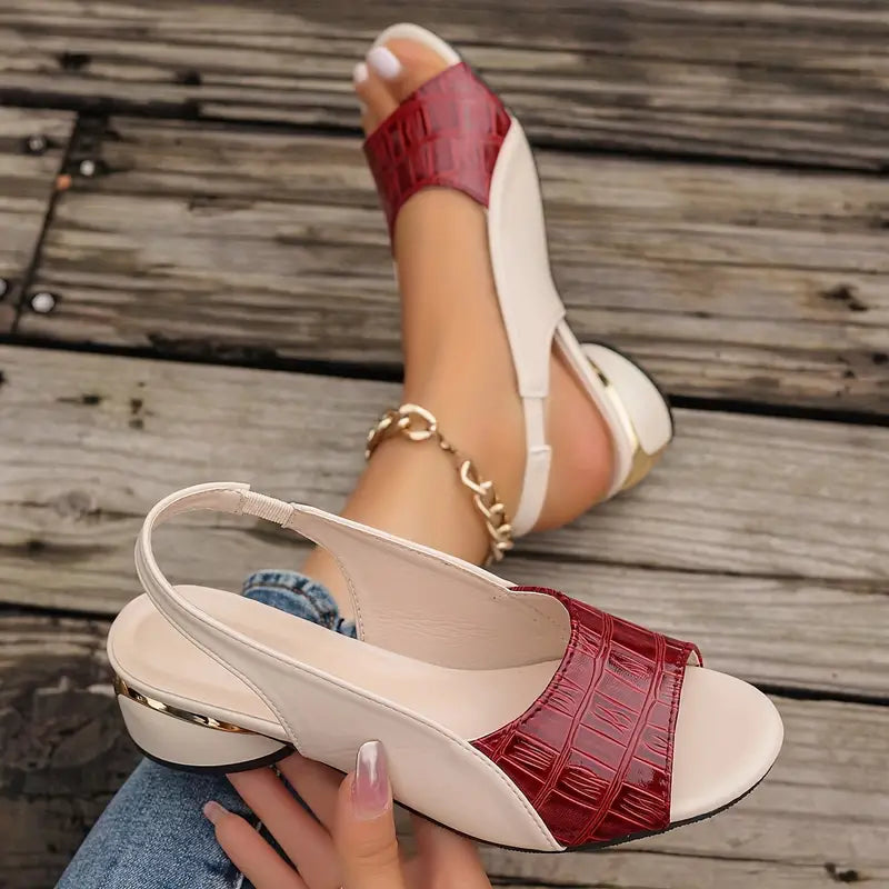Liora | Hiel Sandalen met Croco Effect & Open Neus