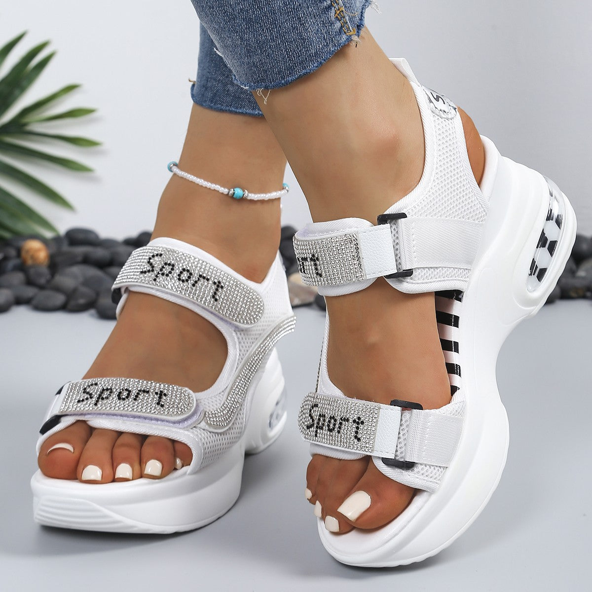 Selena | Elegante Comfort Sandalen met Plateau en Strass