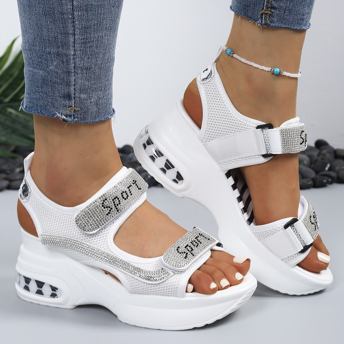 Selena | Elegante Comfort Sandalen met Plateau en Strass