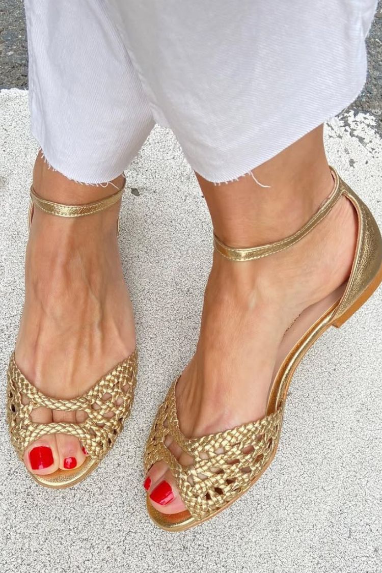 Isadora™ | Gouden Gevlochten Sandalen