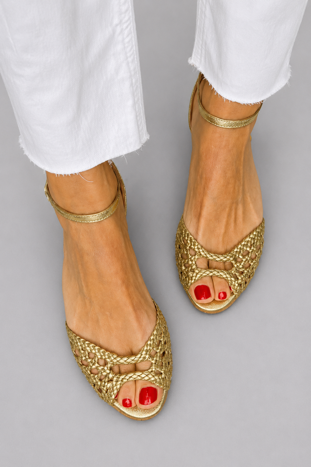 Isadora™ | Gouden Gevlochten Sandalen