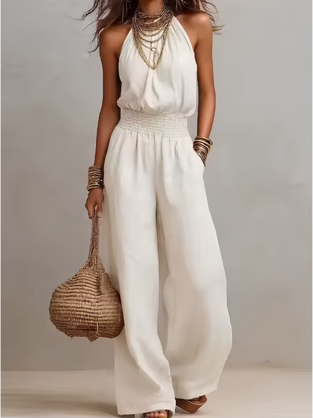 VALERIA | Halternek Jumpsuit met wijde pijpen