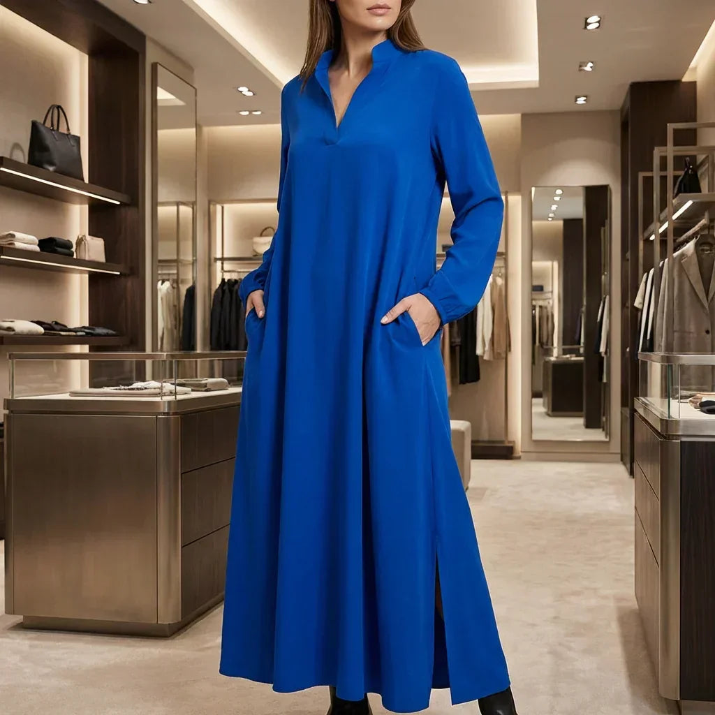 Lonne™ | Maxi Jurk met Opstaande V-Hals