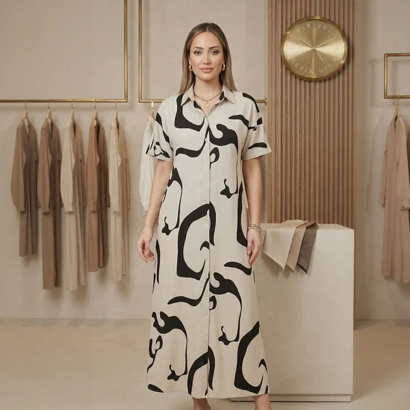 Aria™ | Jurk met Print en Verstelbare Tailleband