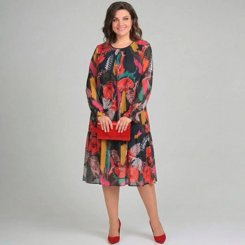 Nina™ | Midi-jurk met Bloemenprint