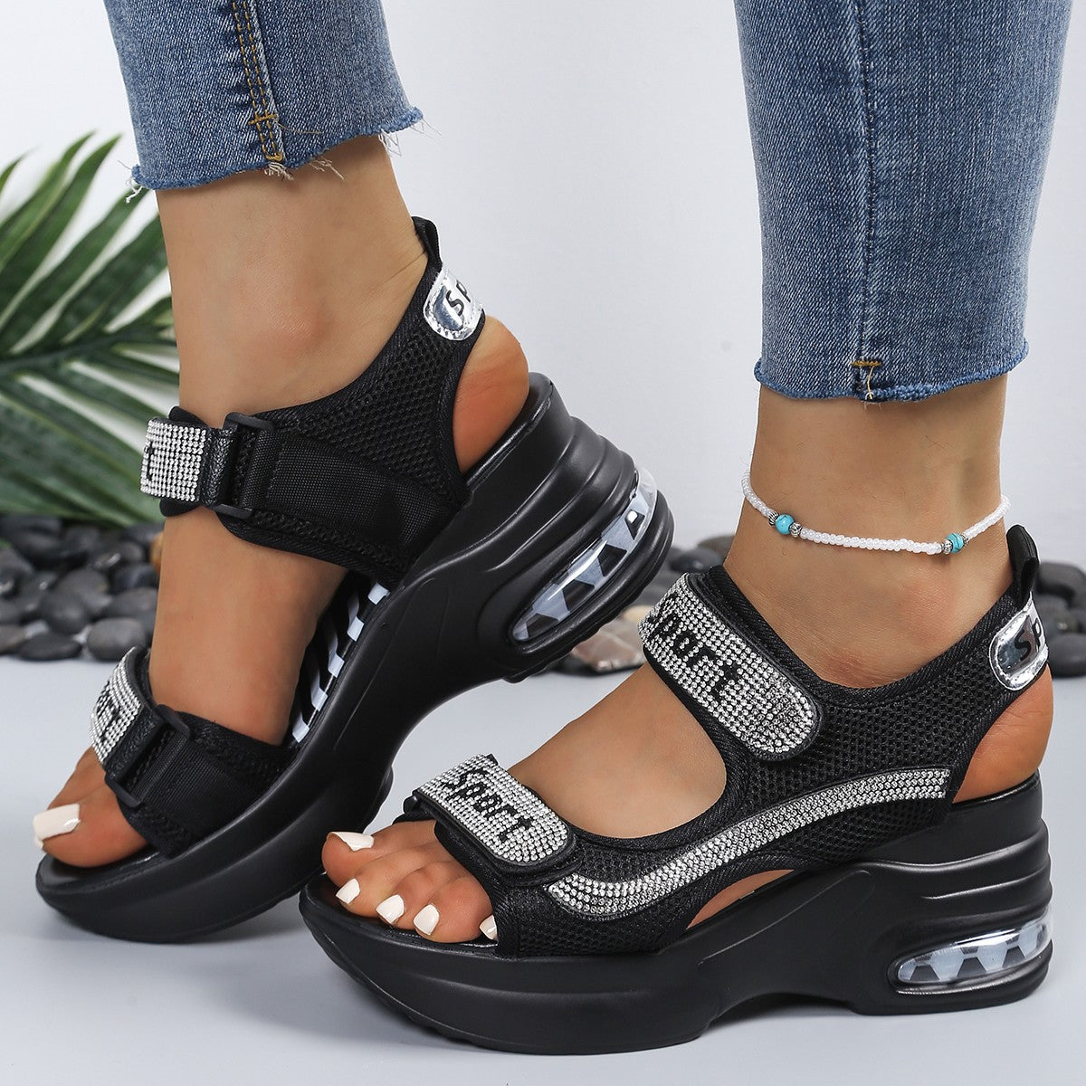 Selena | Elegante Comfort Sandalen met Plateau en Strass