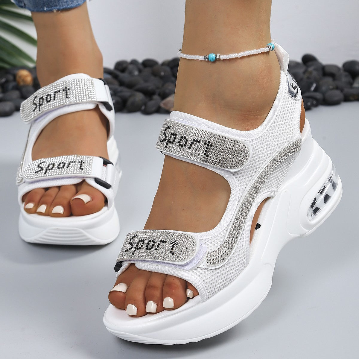 Selena | Elegante Comfort Sandalen met Plateau en Strass