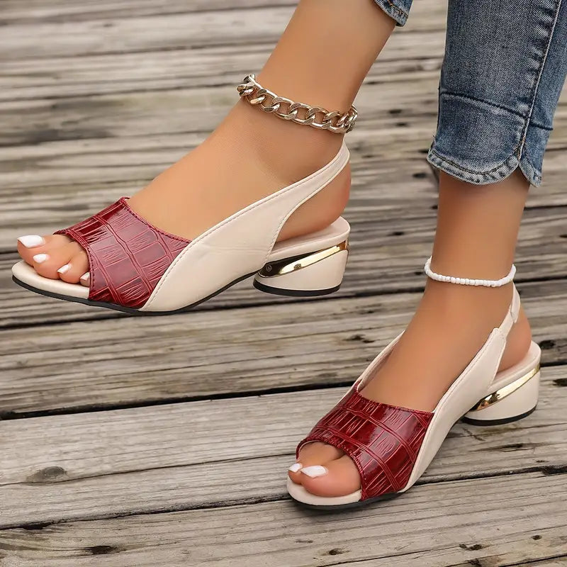 Liora | Hiel Sandalen met Croco Effect & Open Neus