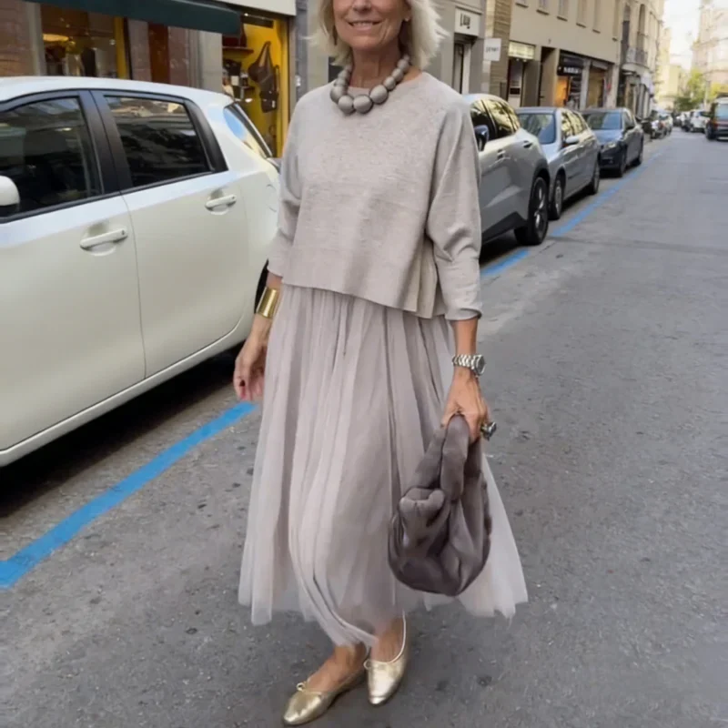 Yvonne™ | Elegante Geplooide Midi-jurk