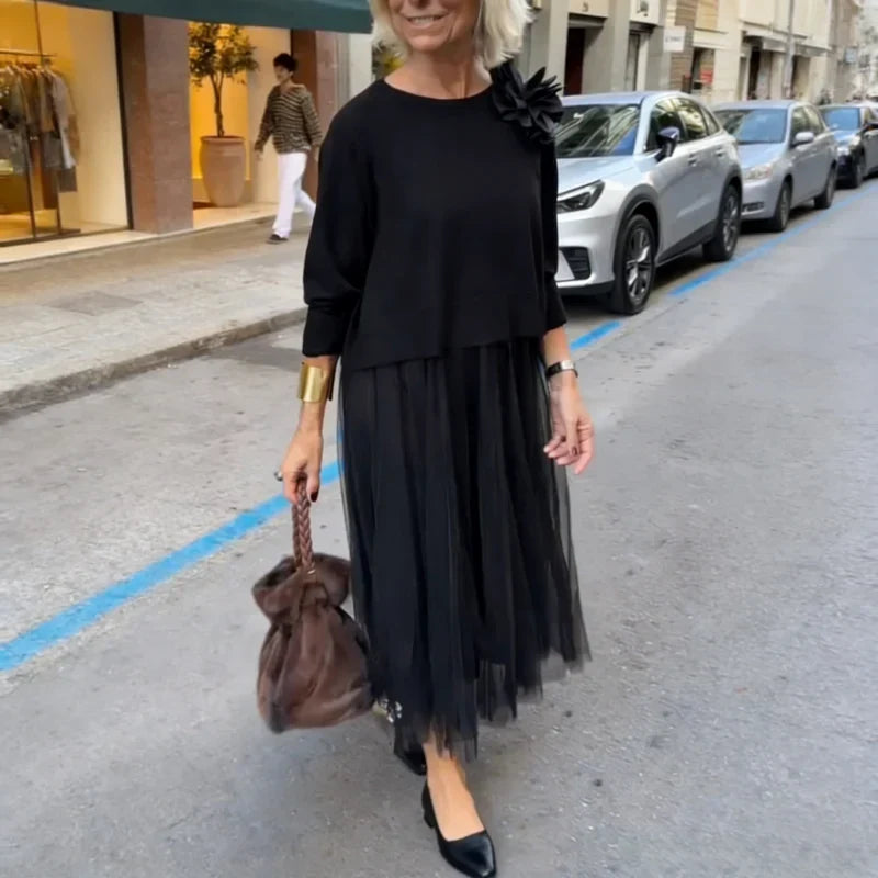 Yvonne™ | Elegante Geplooide Midi-jurk