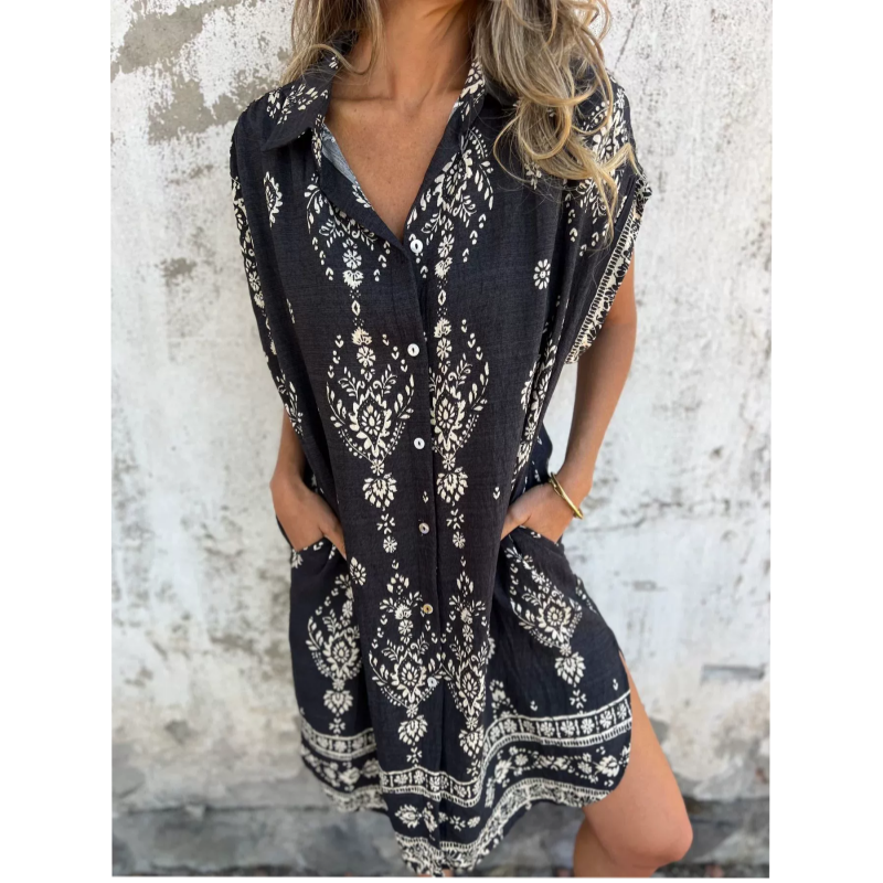 Elma™ | Boho Overhemdjurk met Zakken